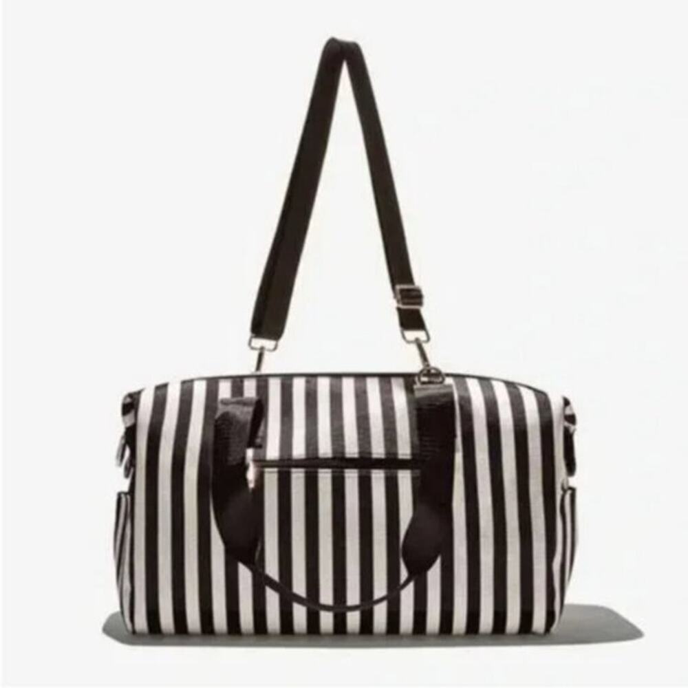 Alice + Olivia By Stacey‎ Bendet Black & White Striped Duffel Bag NWT Weekender